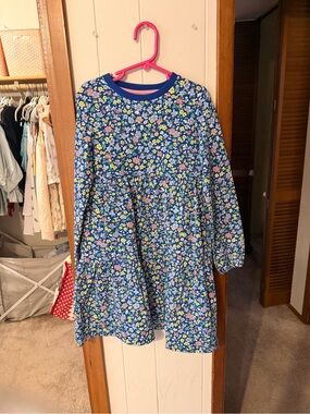 Mini Boden Navy Blue Floral Long-Sleeve Girls' Dress